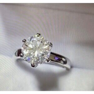 The Colleen Ring Series - Moissanite 3CT Round "DIAMOND CUT" Engagement 7.5